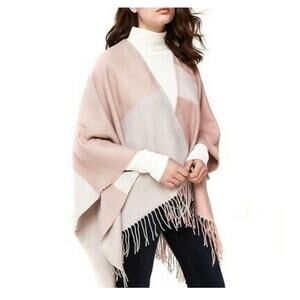 SOIA & KYO Pink & Cream Woven Scarfigan Shawl Poncho Women's One Size Fits Most
